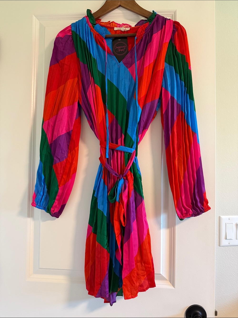 Vibrant Multi-Color Pleated Dress